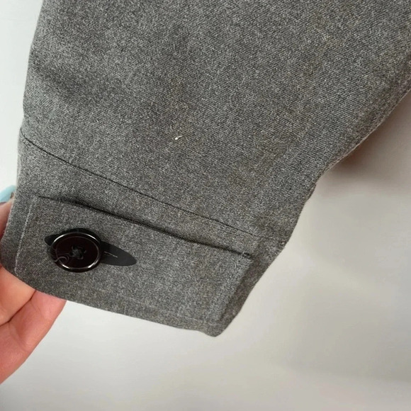 MANGO MAN Charcoal Grey Waterproof Trench Coat Button Front Zippered Pockets M - Picture 6 of 14